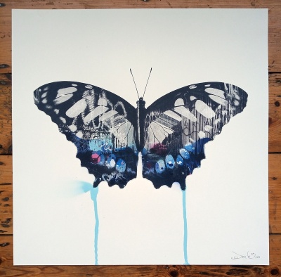 ''Graffiti Butterfly (Blue)'' limited edition screenprint by Donk