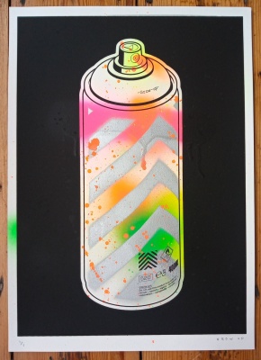 ''Paint it black 3'' screenprint with spraypaint by Grow Up