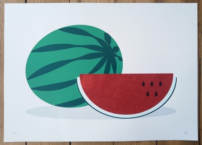 ''Another morning in paradise'' limited edition screenprint with glitter by Neil van der Knutsen