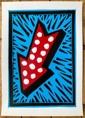 ''Fairground arrow (blue)'' limited edition screenprint by Gareth Williams