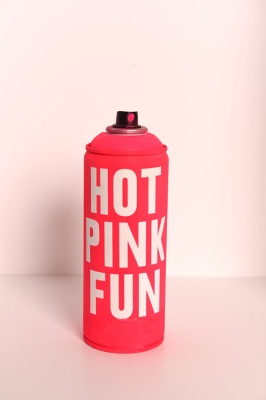 ''Hot Pink Fun'' customised empty spray can by Dave Buonaguidi